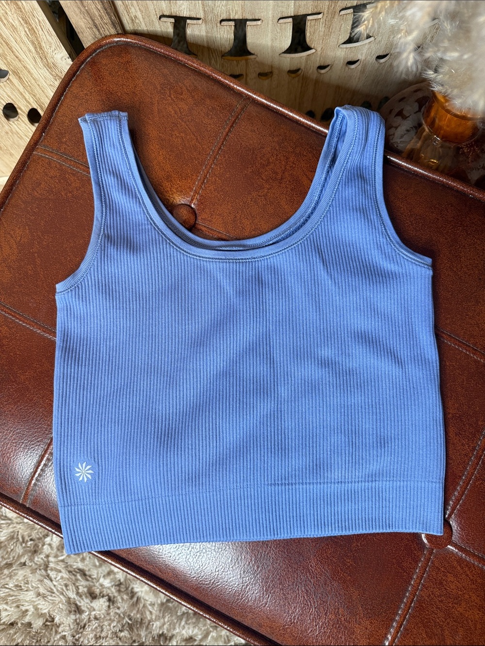 Athleta Ribbed Scoop Crop Tank - Periwinkle Blue
